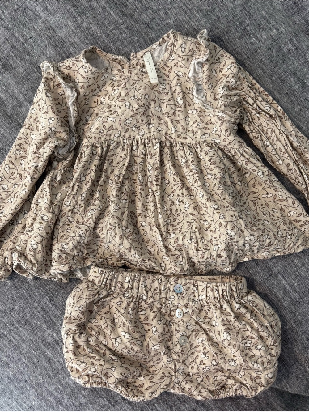 Rylee + Cru Beige Floral toddler girls Matching Set